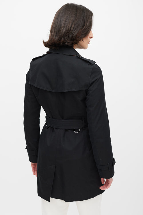 Burberry Black Double Breasted Trench Coat