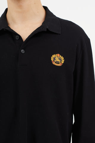 Burberry Black Embroidered Logo Polo