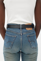 Burberry Black & Gold Leather Slim Clasp Belt