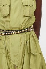 Burberry Black & Gold Studded Thin Belt