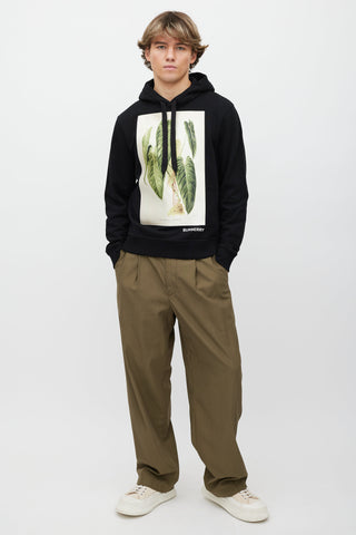 Burberry Black & Green Printed Satin Patch Hoodie