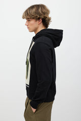 Burberry Black & Green Printed Satin Patch Hoodie