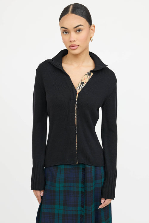 Burberry Wool Button Up  Sweater