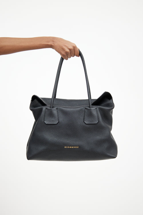 Burberry Black Pebbled Leather Banyard Shoulder Bag