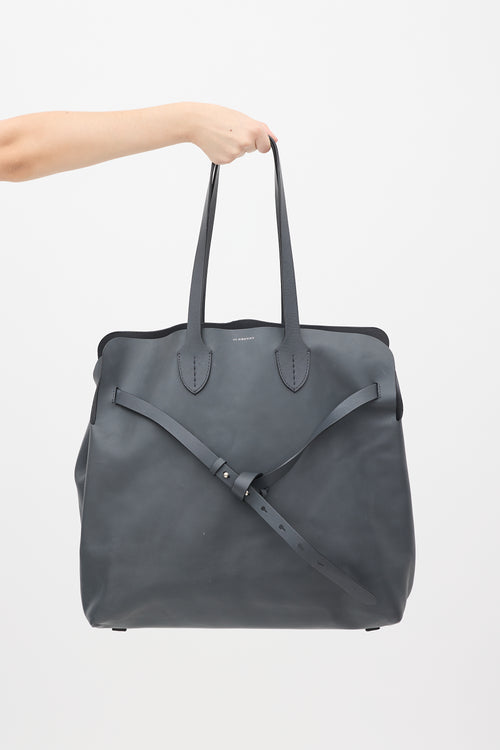 Burberry Dark Grey Leather Soft Belt Shopping Tote
