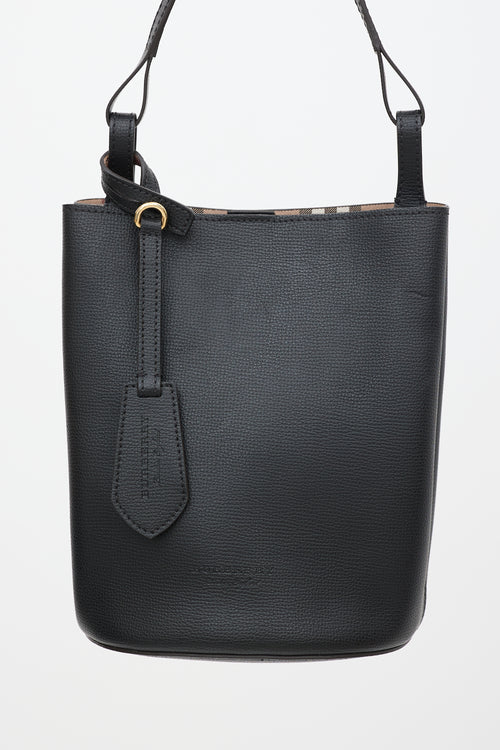 Burberry Black Leather Lorne Small Bucket Bag