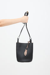 Burberry Black Leather Lorne Small Bucket Bag