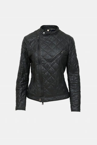 Burberry Leather Quilted Cafe Racer Jacket