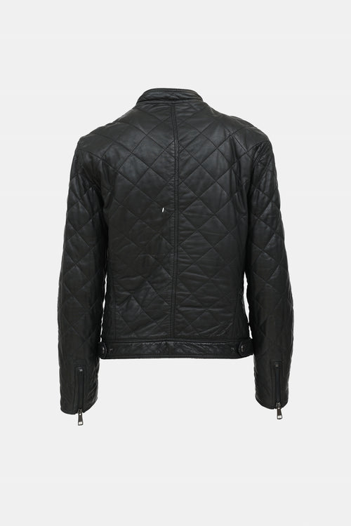 Burberry Leather Quilted Cafe Racer Jacket
