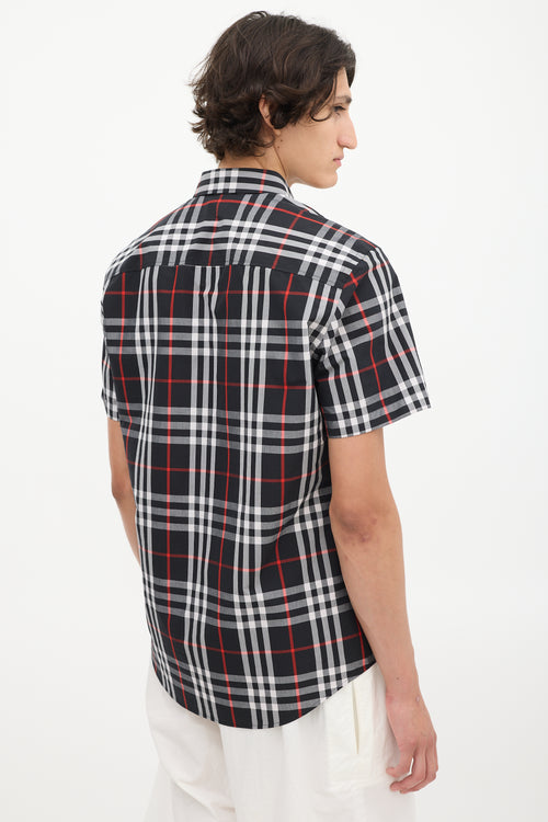 Burberry Black & Multicolour Plaid Short Sleeve Shirt