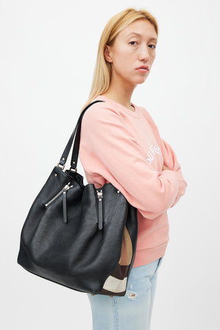 Burberry Black & Multicolour Braidstone Brit Shoulder Bag