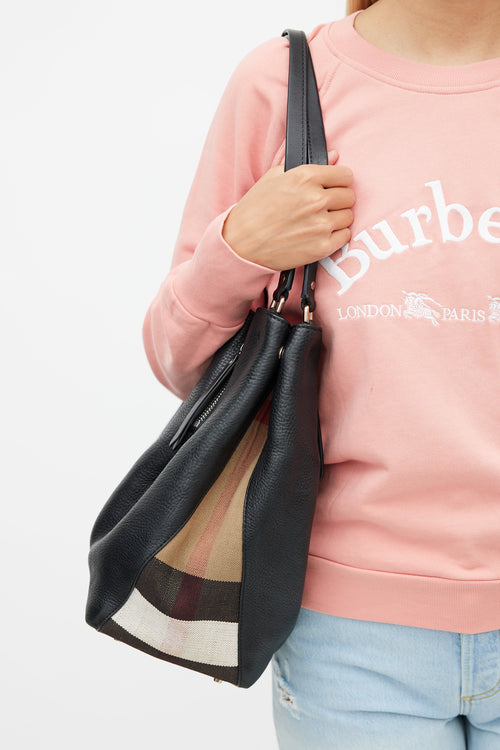 Burberry Black & Multicolour Braidstone Brit Shoulder Bag