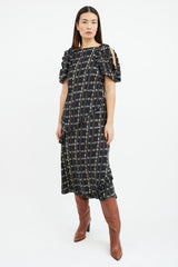 Burberry Black & Multicolour Floral Cold Shoulder Dress