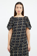 Burberry Black & Multicolour Floral Cold Shoulder Dress