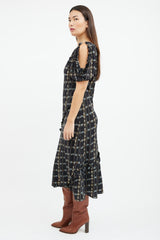 Burberry Black & Multicolour Floral Cold Shoulder Dress
