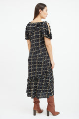 Burberry Black & Multicolour Floral Cold Shoulder Dress