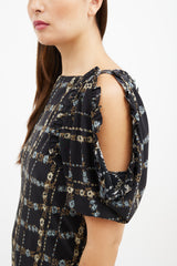 Burberry Black & Multicolour Floral Cold Shoulder Dress
