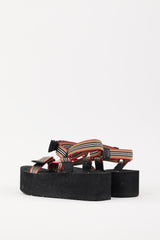 Burberry Black & Multicolour Icon Stripe Platform Sandal