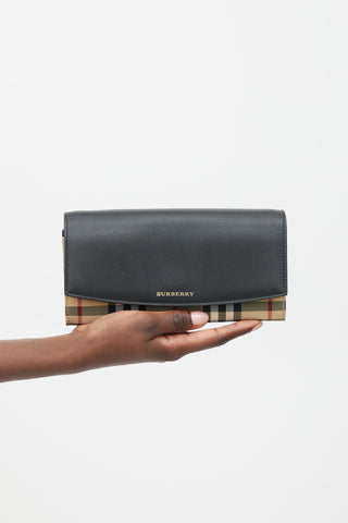 Burberry Black & Multicolour Nova Check Henley Wallet On Chain Bag