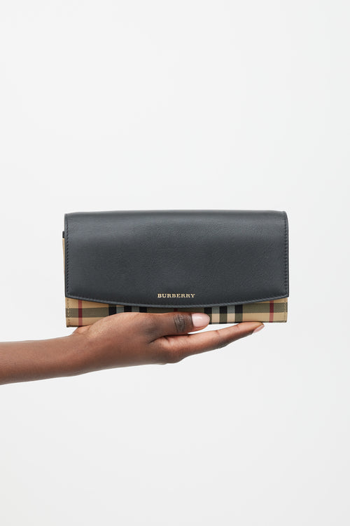 Burberry Black & Multicolour Nova Check Henley Wallet On Chain Bag