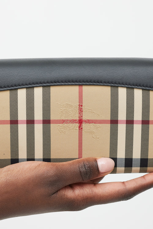 Burberry Black & Multicolour Nova Check Henley Wallet On Chain Bag