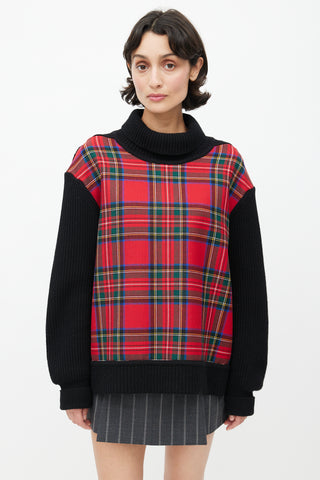 Burberry Black & Multicolour Plaid Knit Sweater