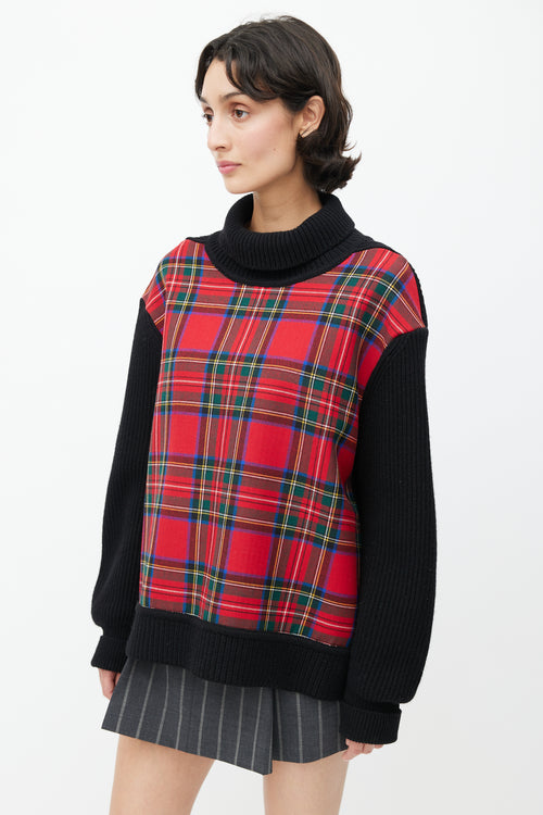 Burberry Black & Multicolour Plaid Knit Sweater