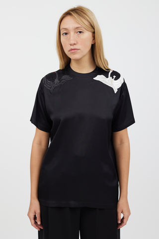 Burberry Black & Multicolour Silk Embroidered Shirt