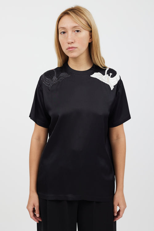 Burberry Black & Multicolour Silk Embroidered Shirt