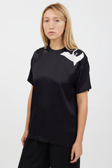 Burberry Black & Multicolour Silk Embroidered Shirt