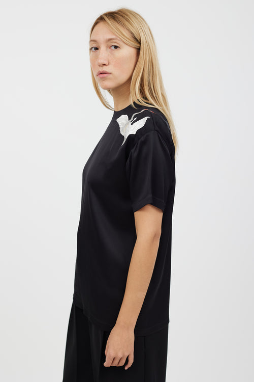 Burberry Black & Multicolour Silk Embroidered Shirt