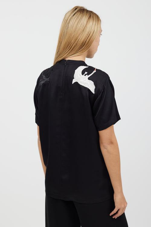 Burberry Black & Multicolour Silk Embroidered Shirt