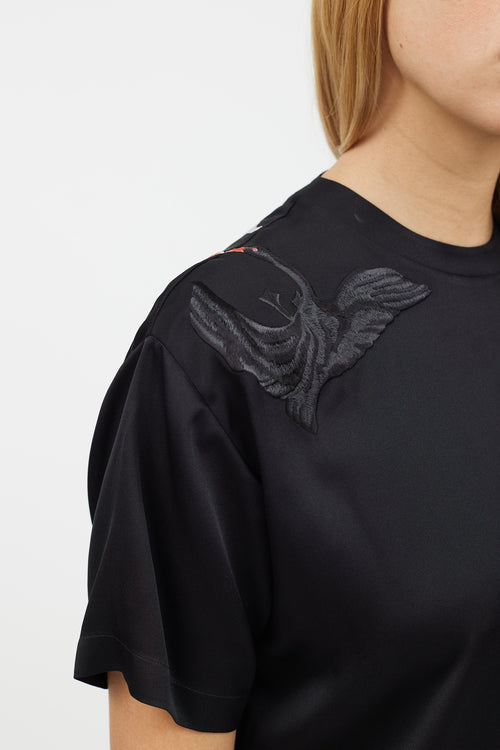 Burberry Black & Multicolour Silk Embroidered Shirt