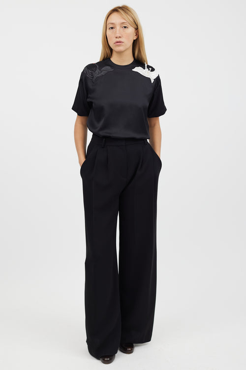 Burberry Black & Multicolour Silk Embroidered Shirt