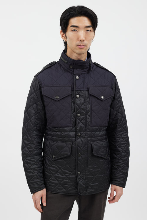 Burberry Black & Navy Quilted Four Pocket Jacket