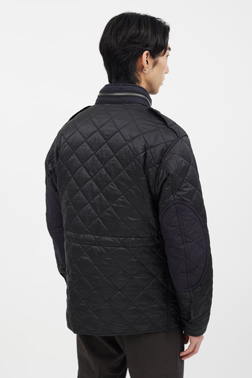 Burberry Black & Navy Quilted Four Pocket Jacket