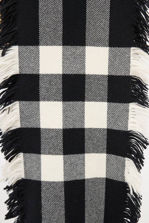 Burberry Wool Nova Check Fringe Scarf