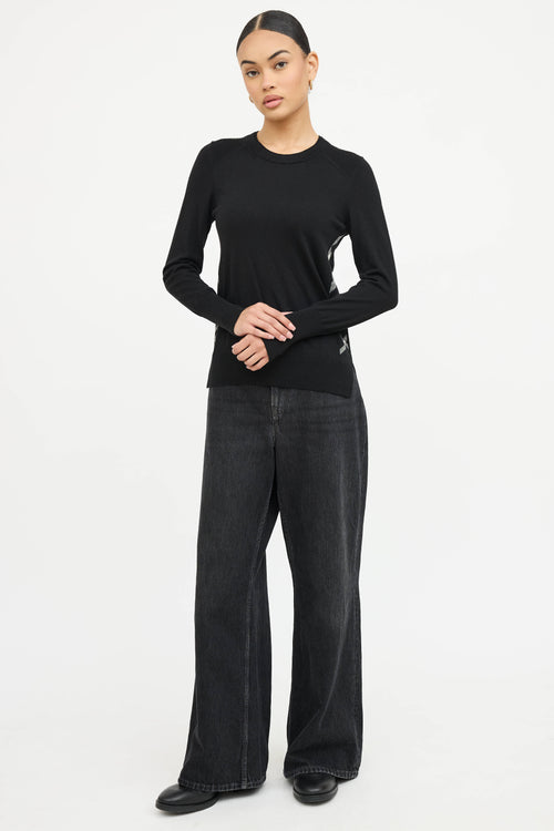 Burberry Wool Check Panel Sweater