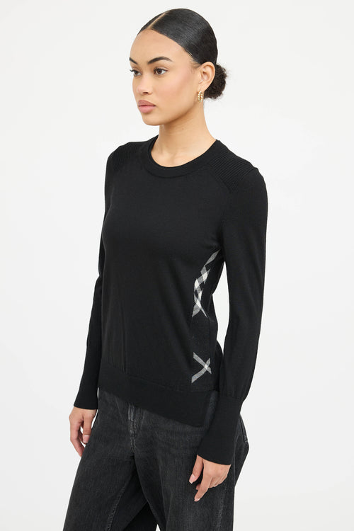 Burberry Wool Check Panel Sweater