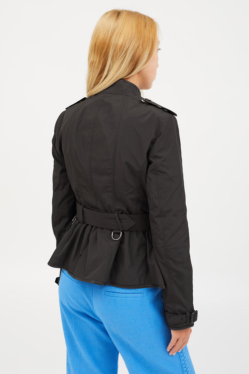Burberry Black Nylon Belted Jacket