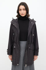 Burberry Black Nylon Hooded Zip Jacket