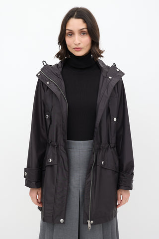 Burberry Black Nylon Hooded Zip Jacket