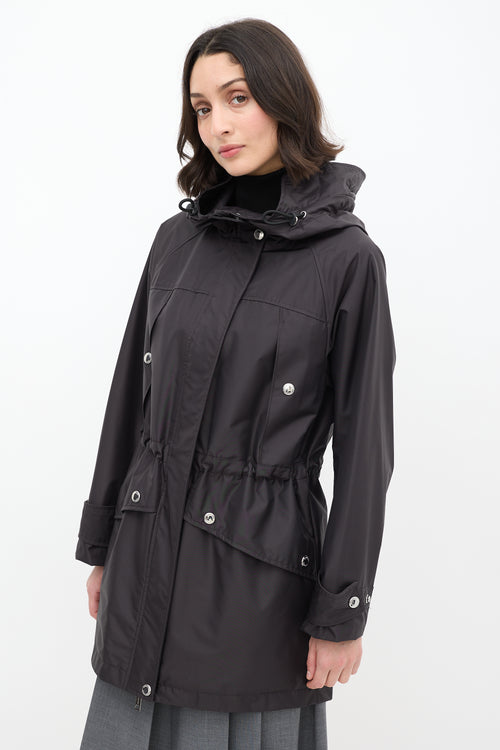 Burberry Black Nylon Hooded Zip Jacket