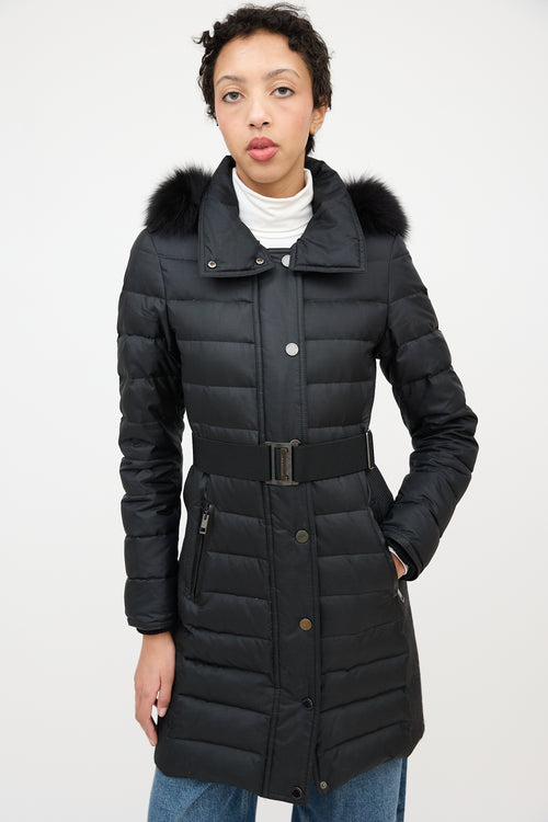Burberry Down & Fur Trim Parka