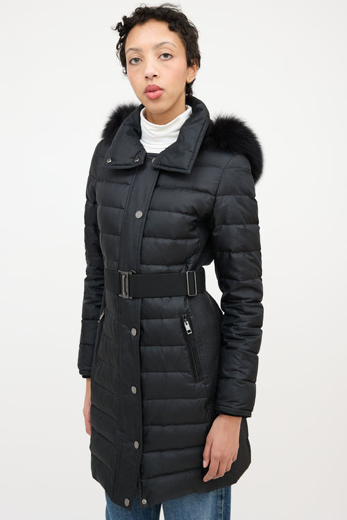 Burberry Down & Fur Trim Parka
