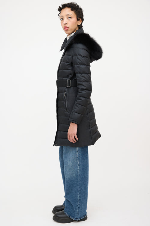 Burberry Down & Fur Trim Parka