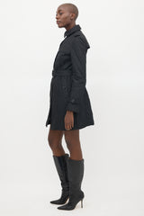 Burberry Black Quilted Mid Length Trench Coat