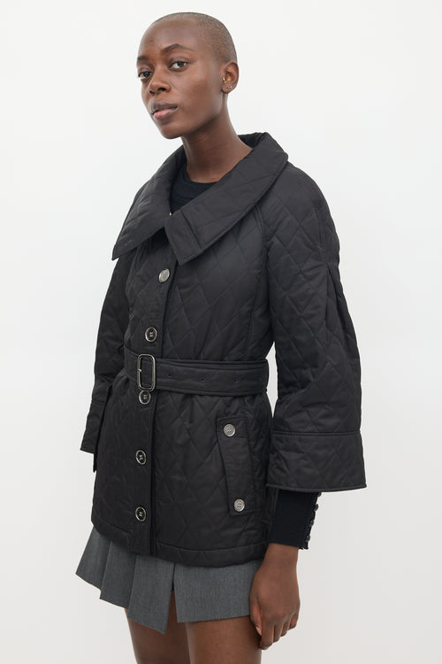 Burberry Black Quilted Oversized Collar Jacket