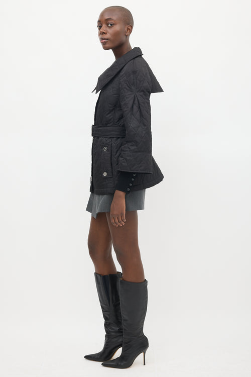 Burberry Black Quilted Oversized Collar Jacket