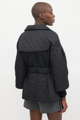 Burberry Black Quilted Oversized Collar Jacket